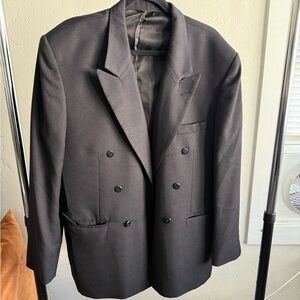 Classic Black Double-Breasted Men's Blazer